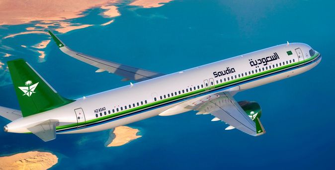 Saudia A321 in der Luft 