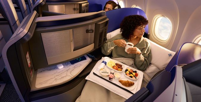 Business-Class-Kabine im neuen United Airbus A321XLR