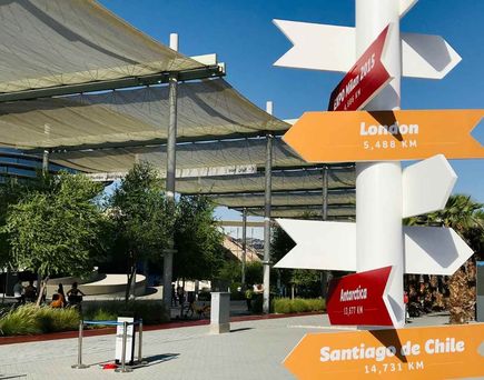 Wegweiser im Mobility District auf der EXPO2020