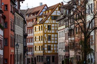 Fachwerkhäuser in Altstadt Gasse Nürnberg