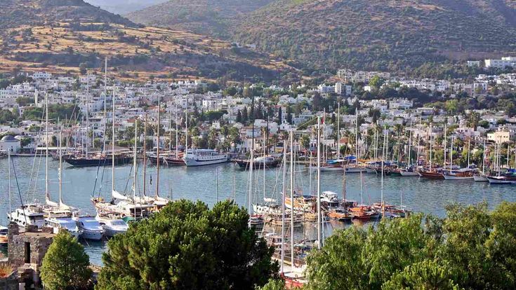 Hafen und weiße Häuser in Bodrum