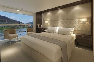 Kabine mit Panorama-Fenster vom Schiff AMADEUS Cara der Reederei Lüftner Cruises