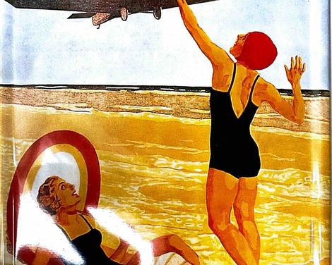 1929, Werbung der Lufthansa "Fliegt in die Bäder!"