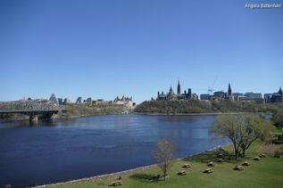 Park am Fluss von Stadt in Ostkanada