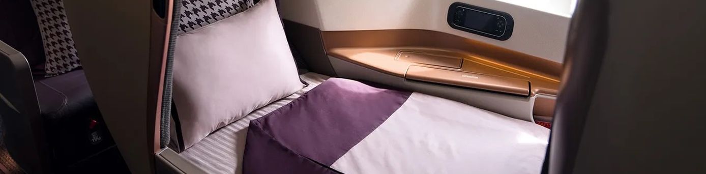 Business Class Sitz von Singapore Airlines als flaches Bett