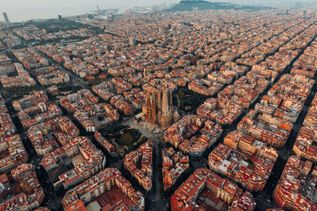 Blick auf Häuser in Barcelona