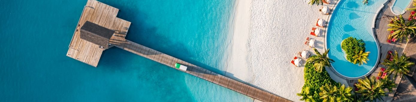 Beste Ruhe Malediven Insel, Luxus Schwimmbad Resort Pier