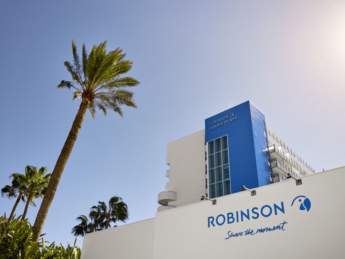 Turm Jandia Playa mit Logo & Palme 