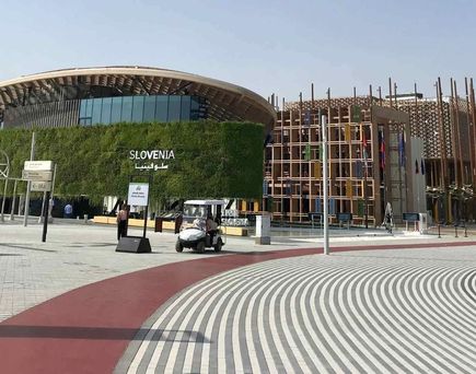 Expo Caddy am Eingang Richtung Sustainibility District