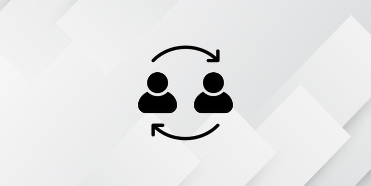 Symbolgrafik mit zwei stilisierten Personen, die durch Pfeile verbunden sind – Sinnbild für Austausch, Kommunikation oder Zusammenarbeit.