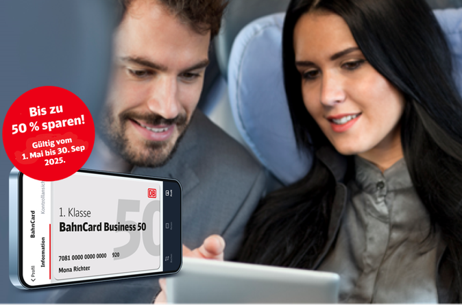 Plakat Deutsche Bahn BahnCard Business 50 Mitfahr-Aktion