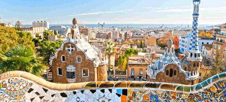 Bunte Häuser Mosaik in Barcelona