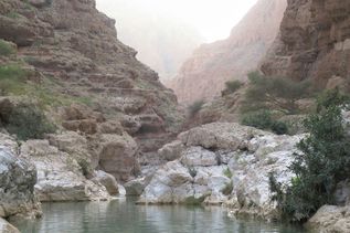 Schlucht Wadi Shab, Ort für Wanderungen im Oman
