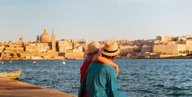 Happy young couple travel in Malta, Europe